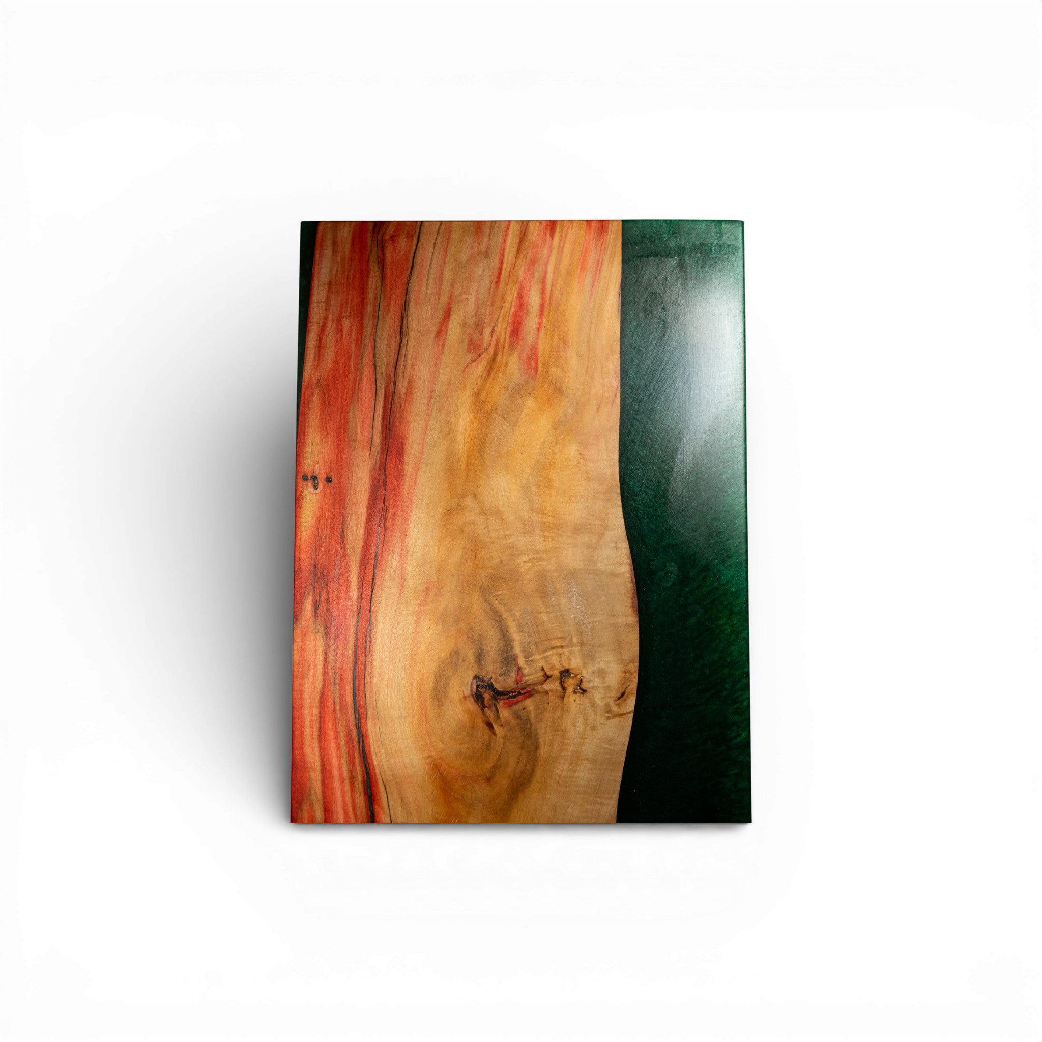 Handcrafted Box Elder Wood with Dark Green Epoxy Charcuterie Board - Serving Platter