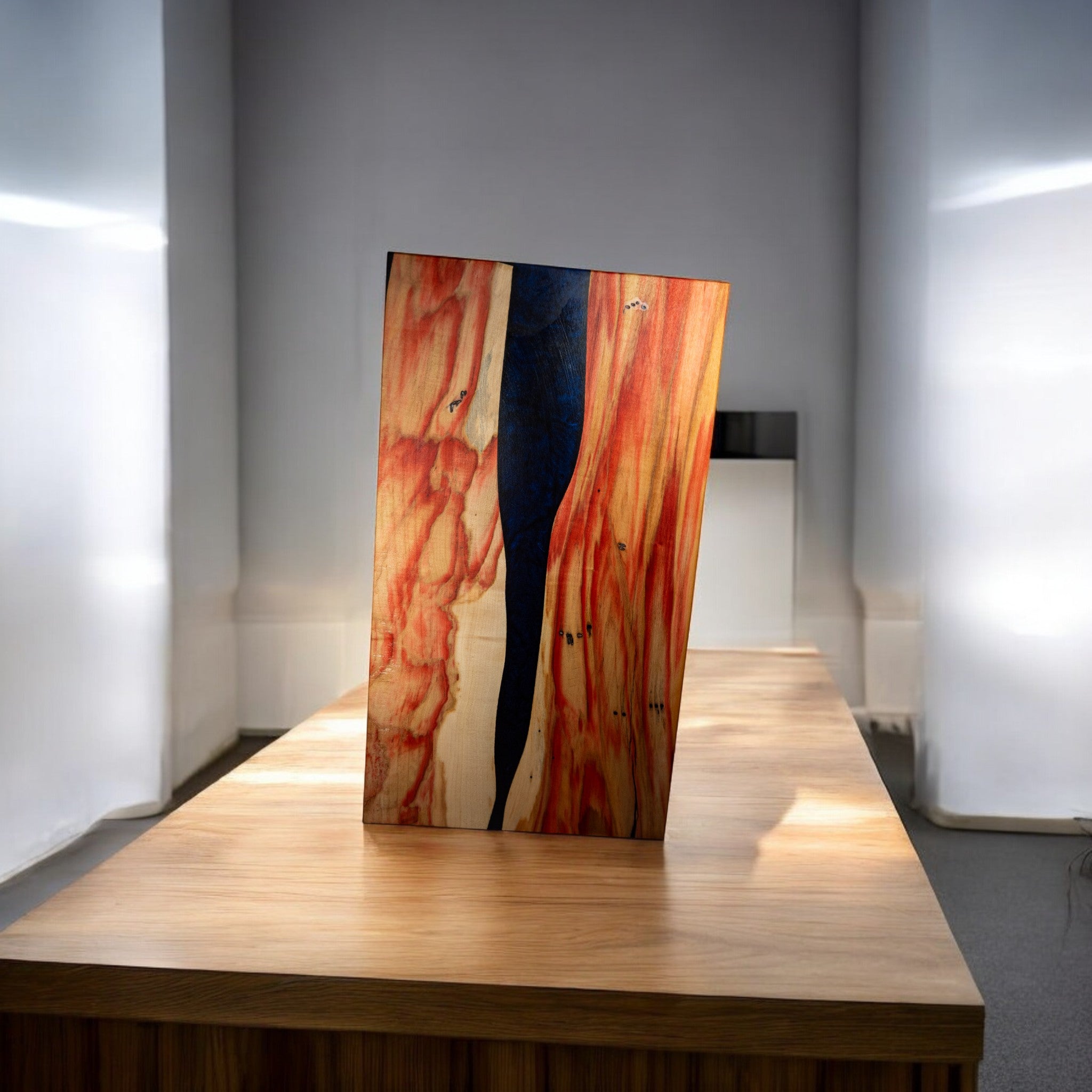 Handcrafted Box Elder Wood with Dark Blue Epoxy Charcuterie Board - Serving Platter