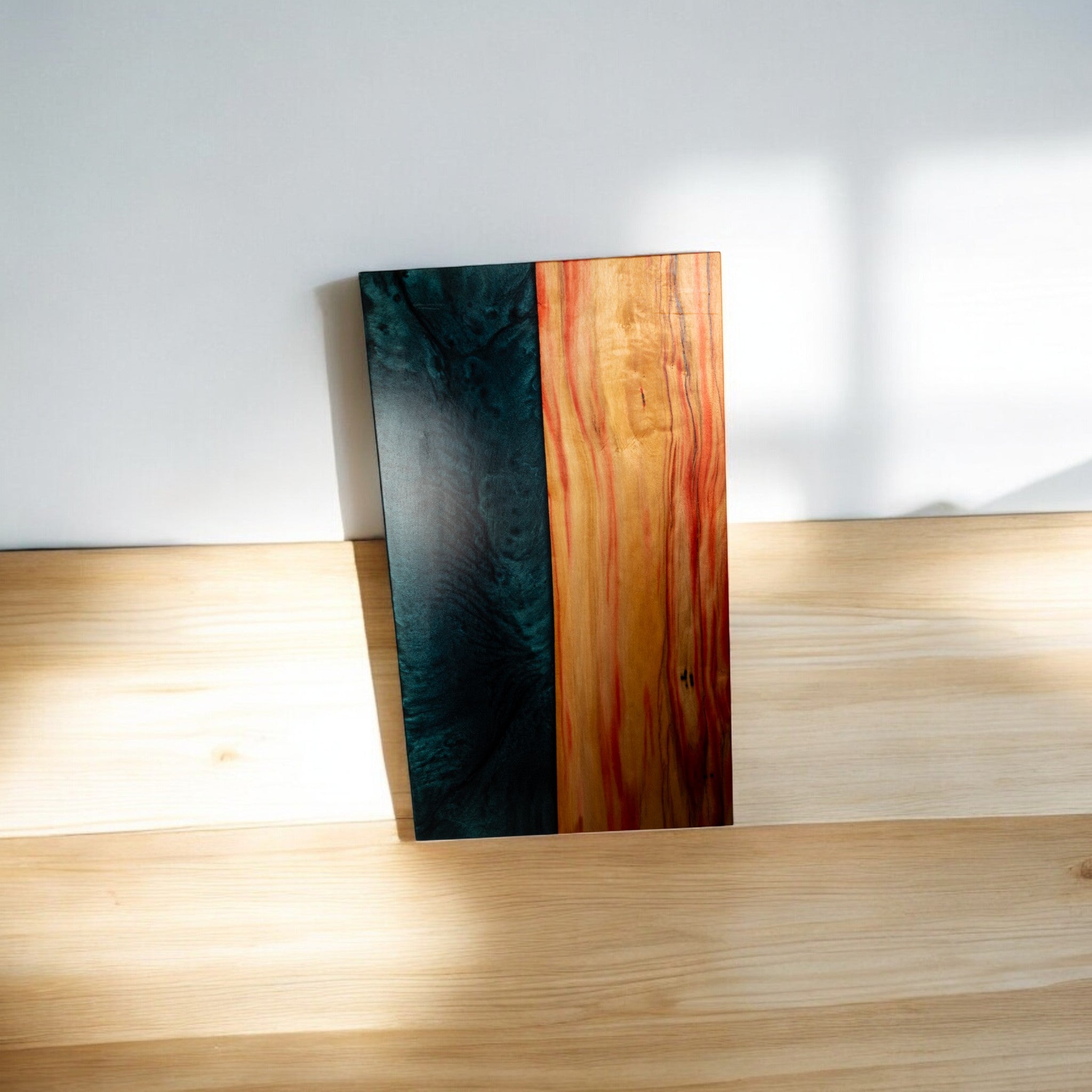 Handcrafted Box Elder Wood with Grey Metal Epoxy Charcuterie Board - Serving Platter