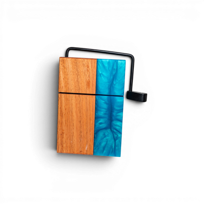 Eucalyptus Wood with Sea Blue Epoxy Cheese Slicer Board