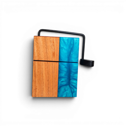 Eucalyptus Wood with Sea Blue Epoxy Cheese Slicer Board