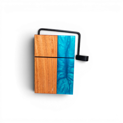 Eucalyptus Wood with Sea Blue Epoxy Cheese Slicer Board