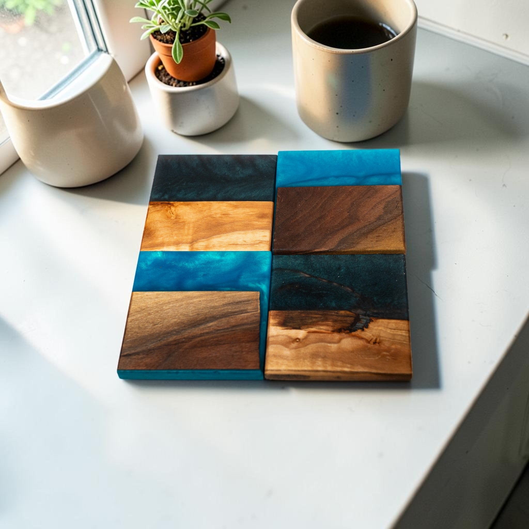 Mix Wood with Mix Epoxy Coaster