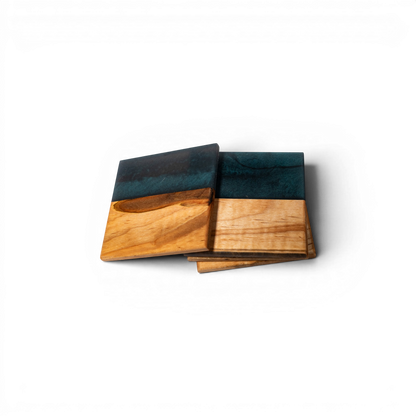 Maple with Metal Grey  Epoxy Coaster
