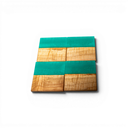 Maple with Mint Green Epoxy Coaster
