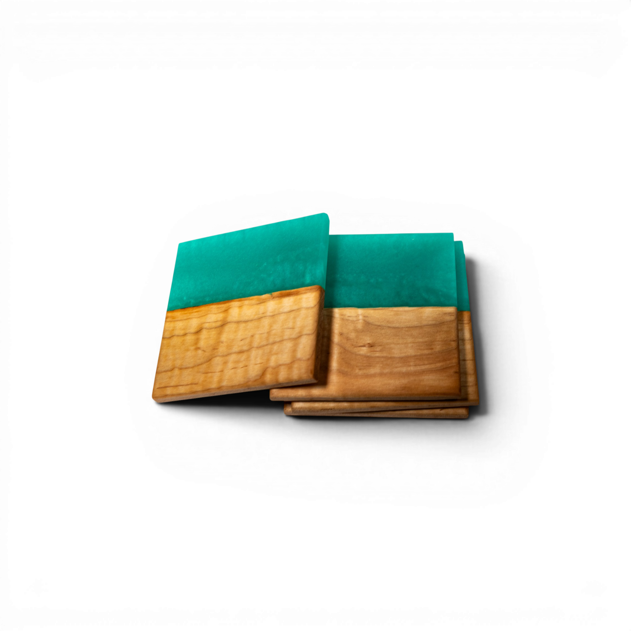Maple with Mint Green Epoxy Coaster