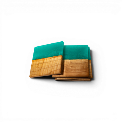 Maple with Mint Green Epoxy Coaster