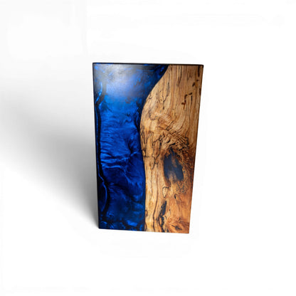 Saplted Maple Wood and Dark Blue Epoxy Charcuterie Board with vertical split design