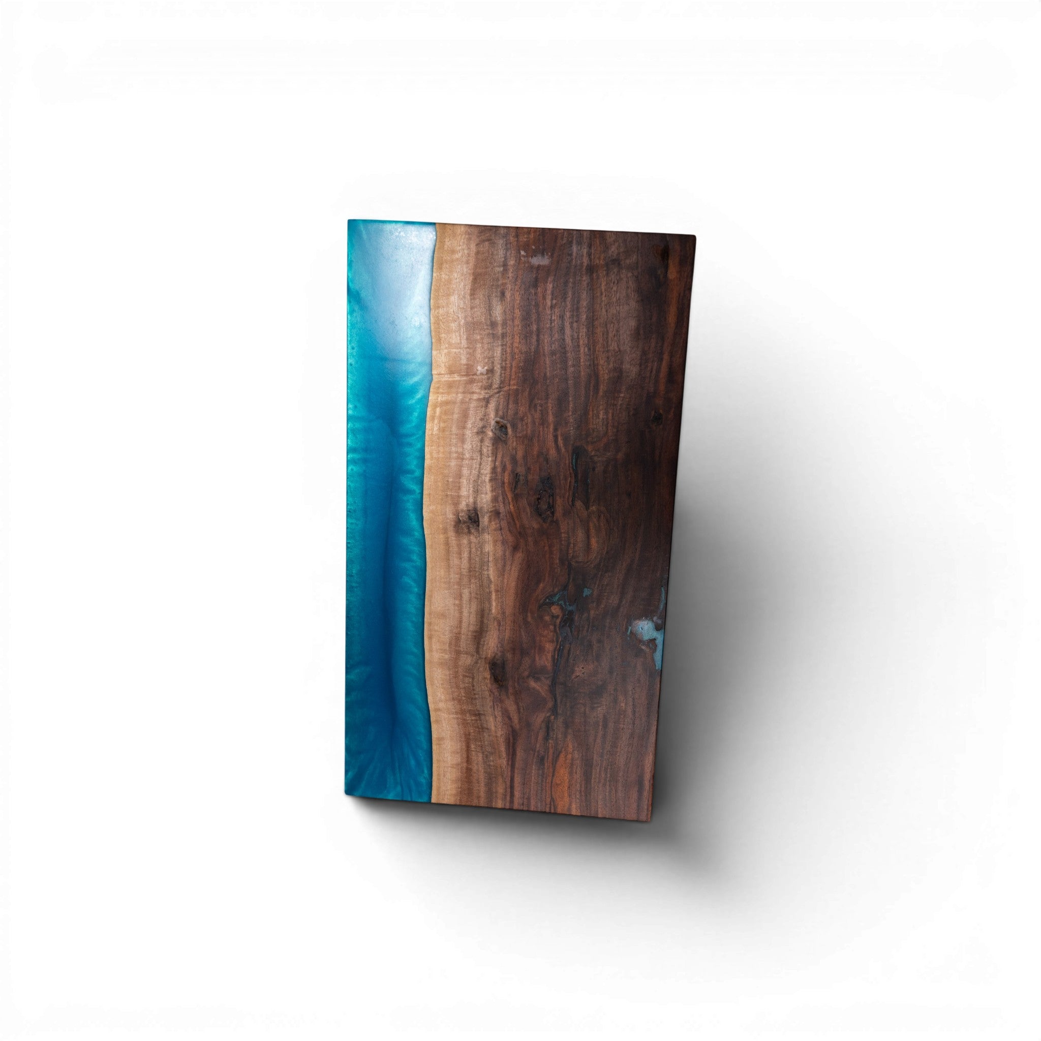 Handcrafted Walnut Wood with Sea Blue Epoxy Charcuterie Board - Serving Platter