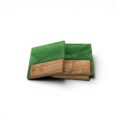 Maple with Jade Epoxy Coaster