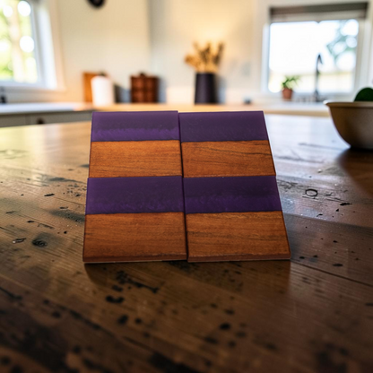 Black Cherry Wood with Purple Epoxy Coaster