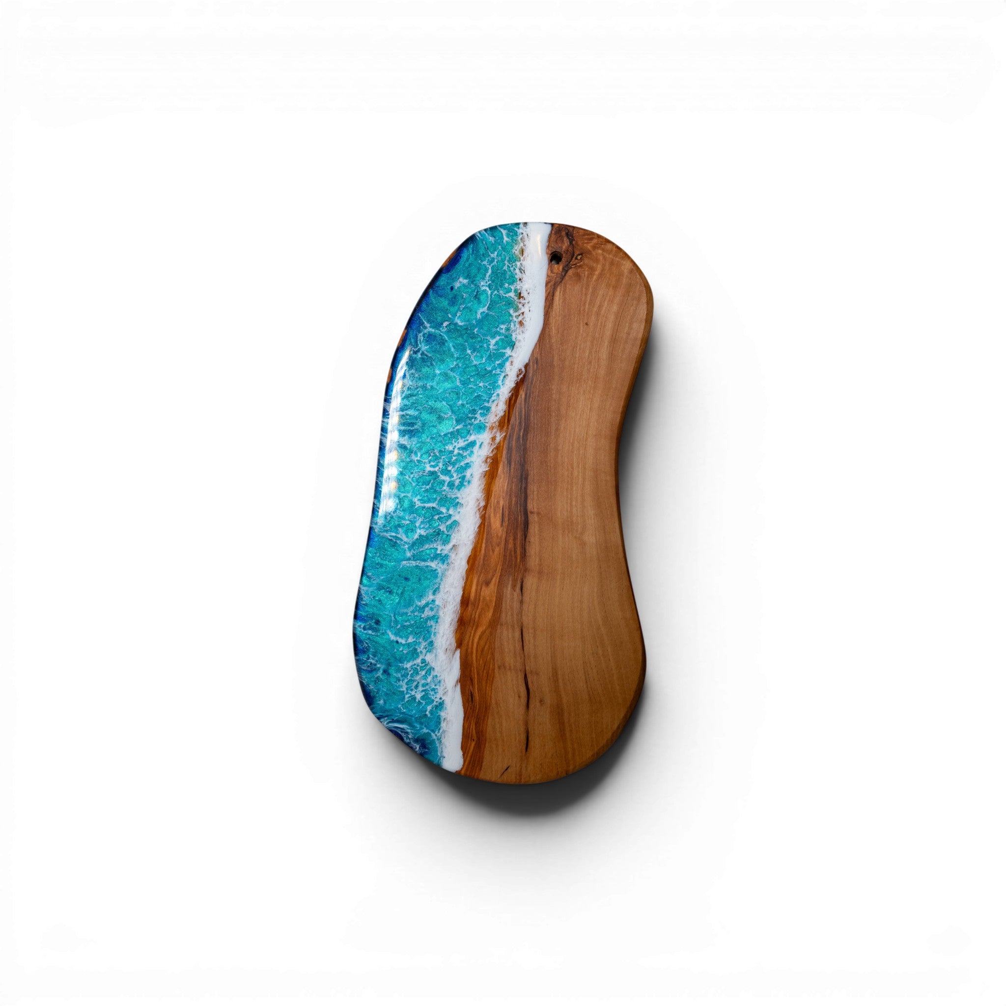 Handcrafted Ocean Wave Olive Wood Charcuterie Board - Serving Platter