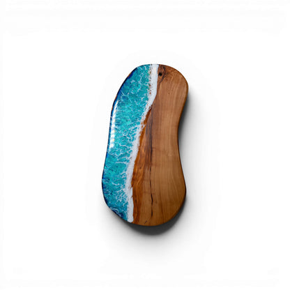 Handcrafted Ocean Wave Olive Wood Charcuterie Board - Serving Platter