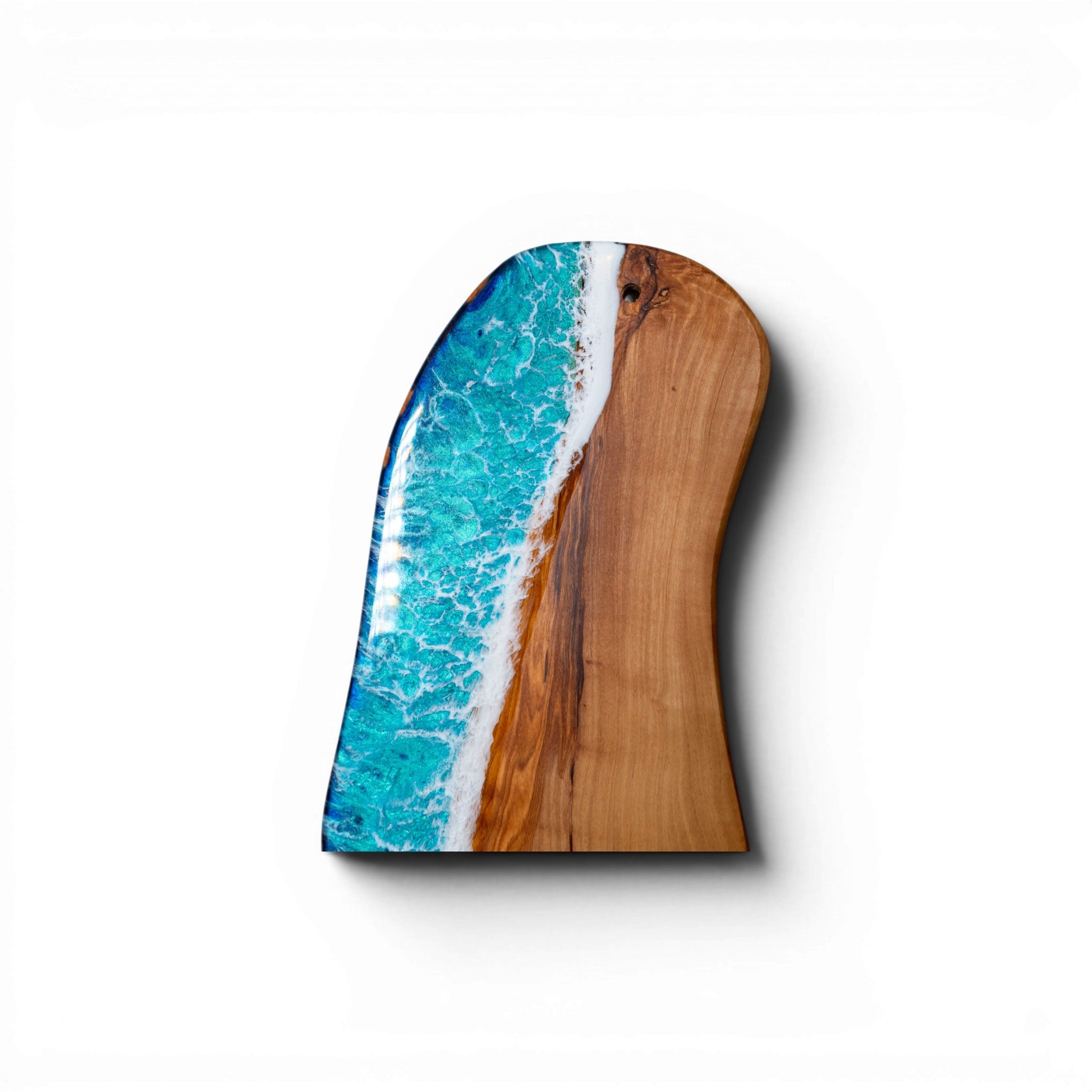 Handcrafted Ocean Wave Olive Wood Charcuterie Board - Serving Platter
