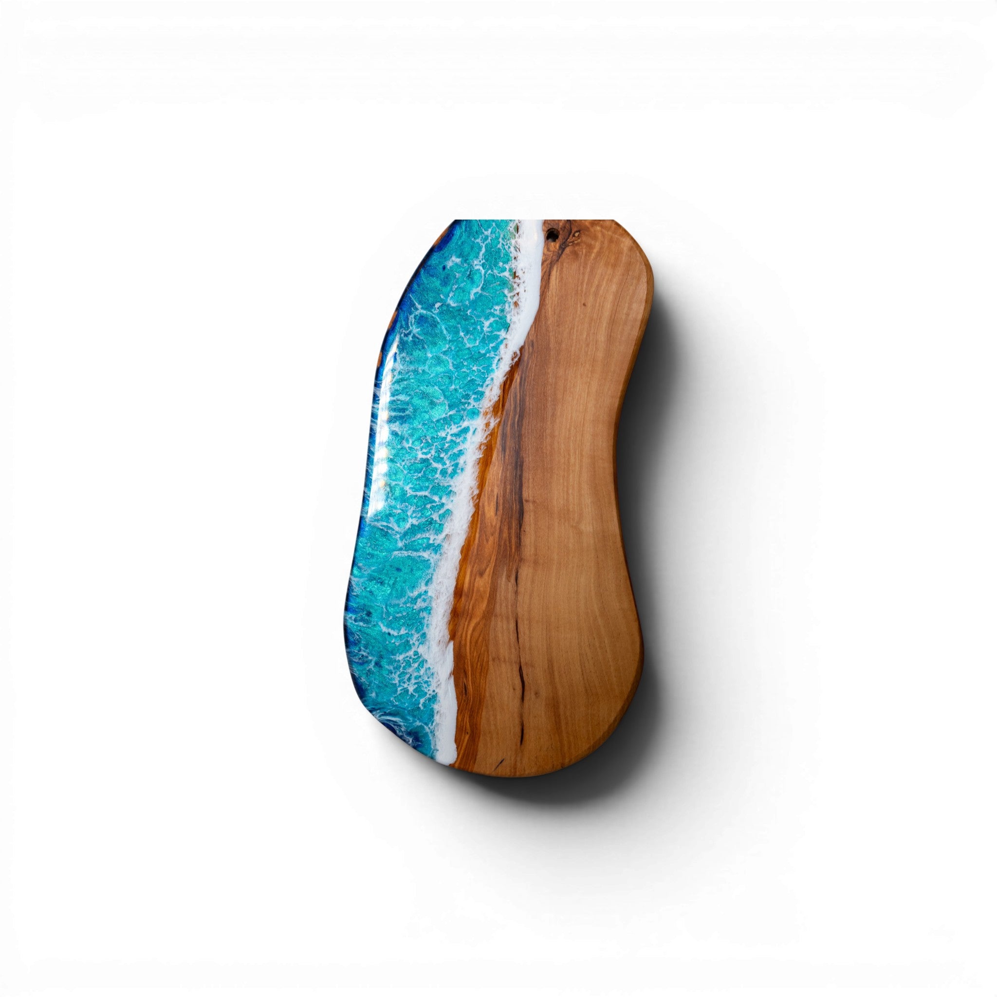 Handcrafted Ocean Wave Olive Wood Charcuterie Board - Serving Platter