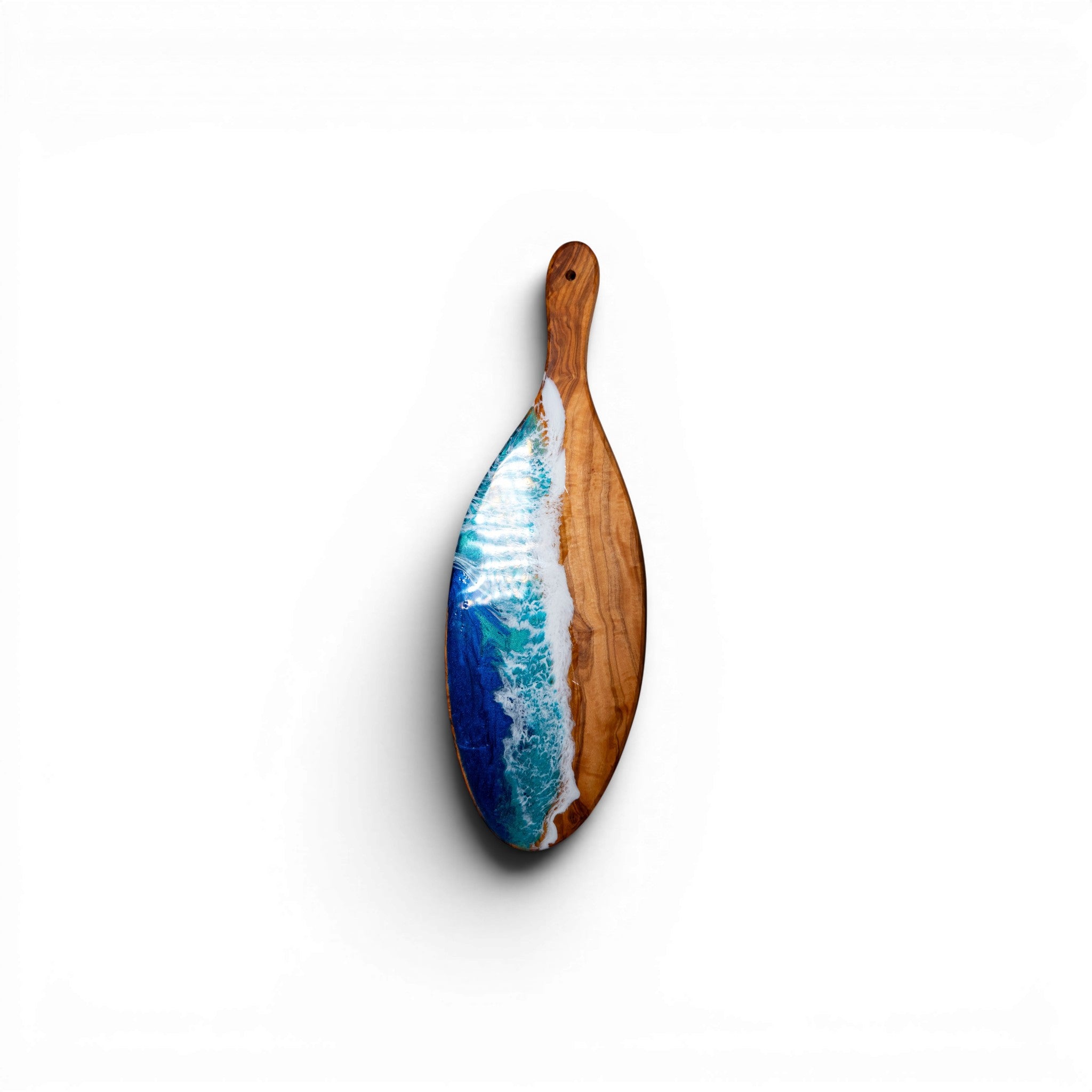 Handcrafted Ocean Wave Olive Wood Charcuterie Board - Serving Platter