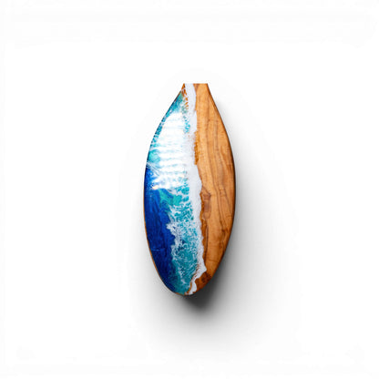 Handcrafted Ocean Wave Olive Wood Charcuterie Board - Serving Platter