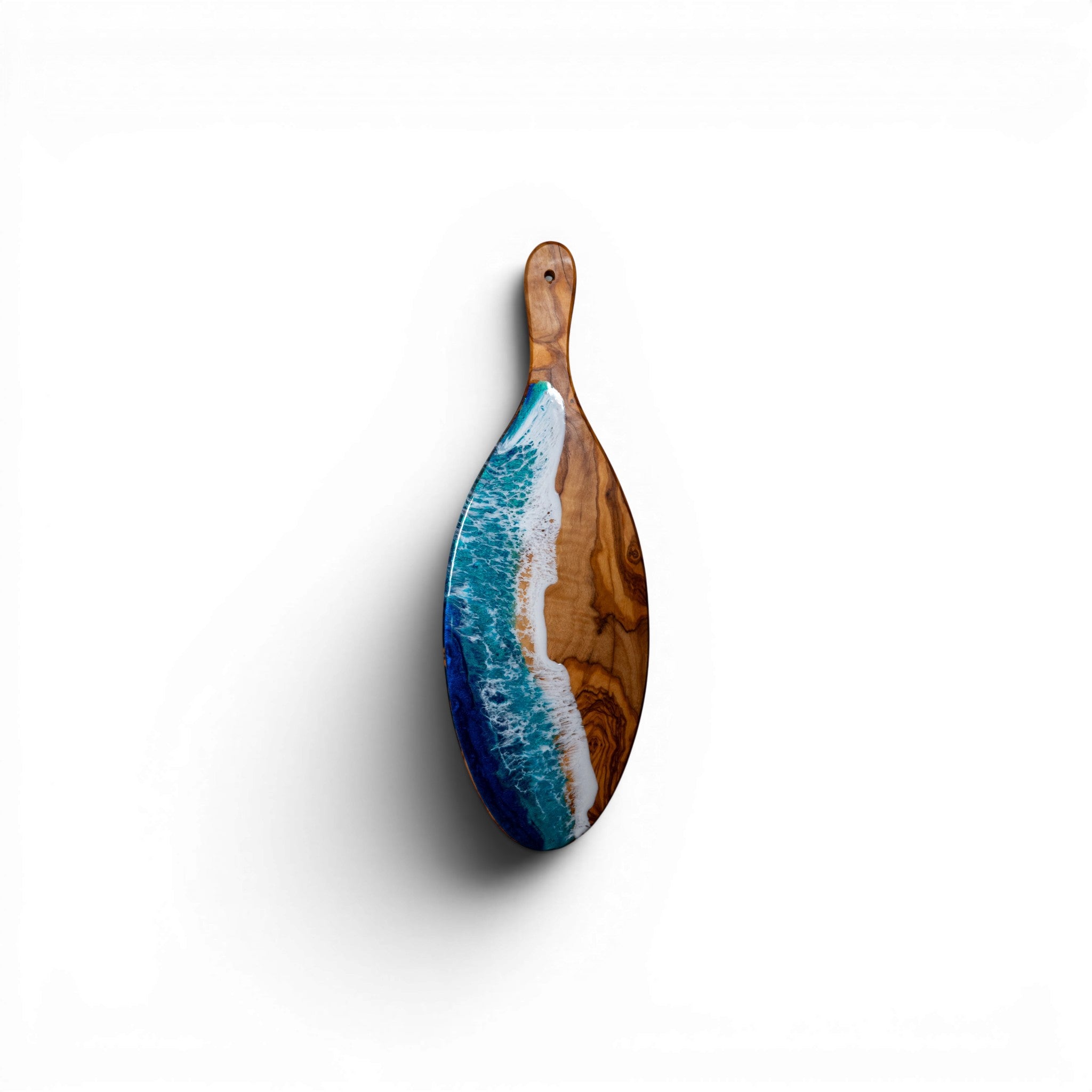 Handcrafted Ocean Wave Olive Wood Charcuterie Board - Serving Platter