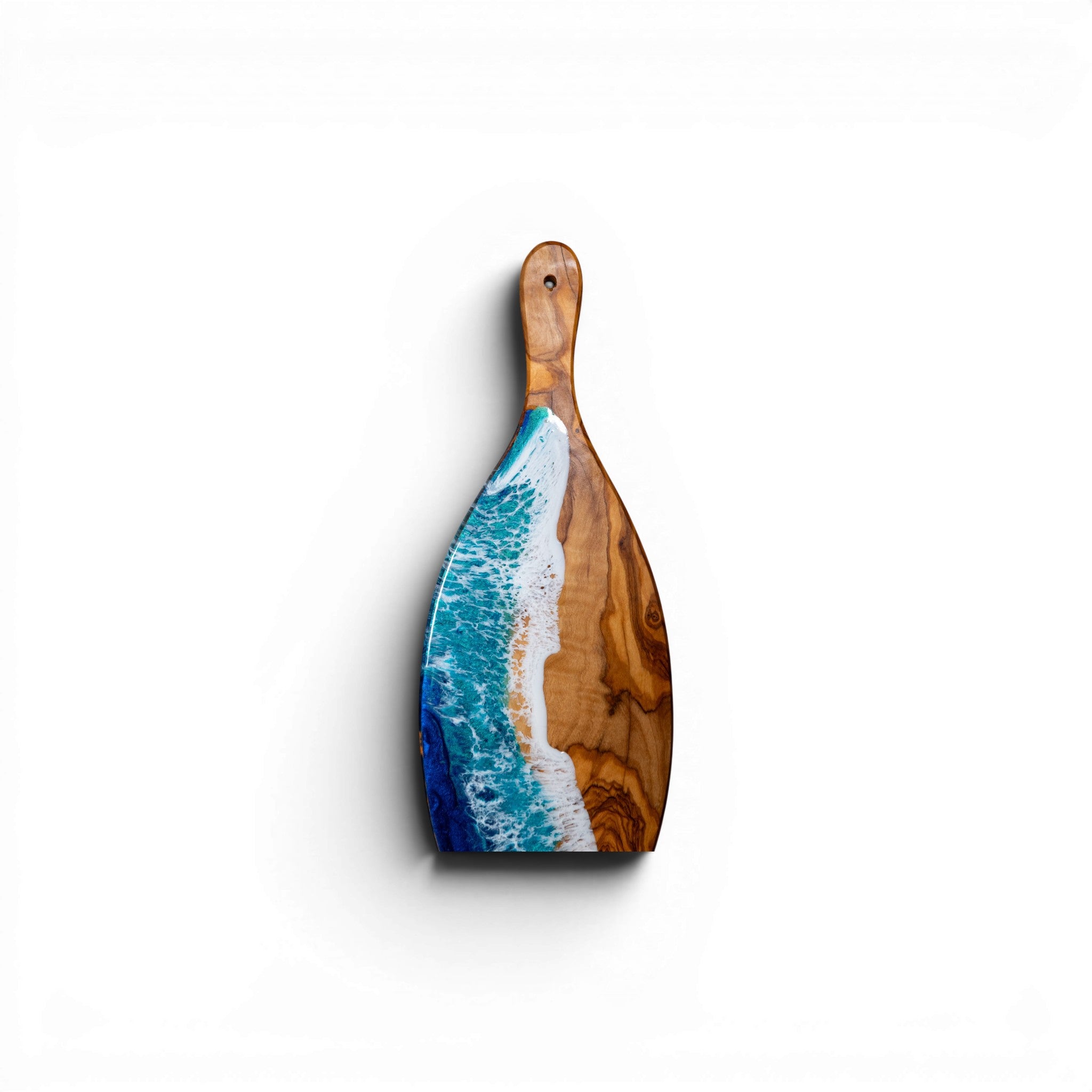Handcrafted Ocean Wave Olive Wood Charcuterie Board - Serving Platter