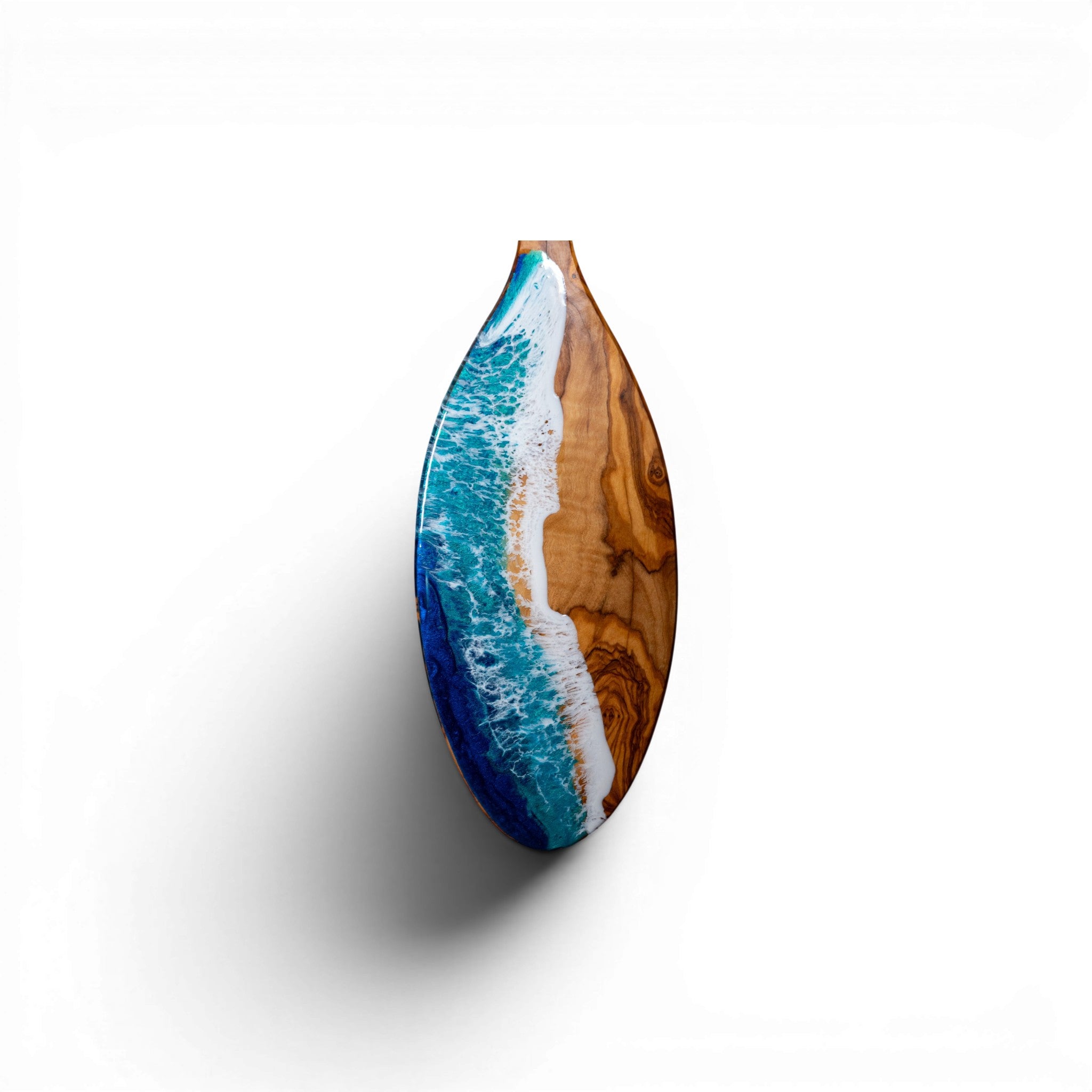Handcrafted Ocean Wave Olive Wood Charcuterie Board - Serving Platter
