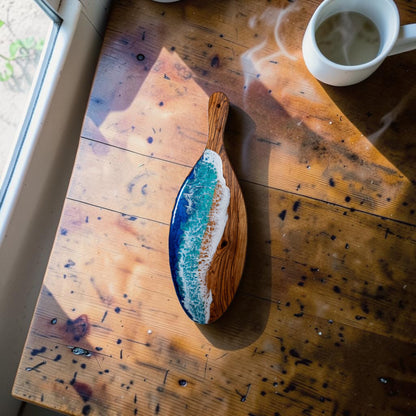 Handcrafted Ocean Wave Olive Wood Charcuterie Board- Serving Platter