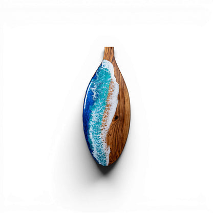 Handcrafted Ocean Wave Olive Wood Charcuterie Board- Serving Platter