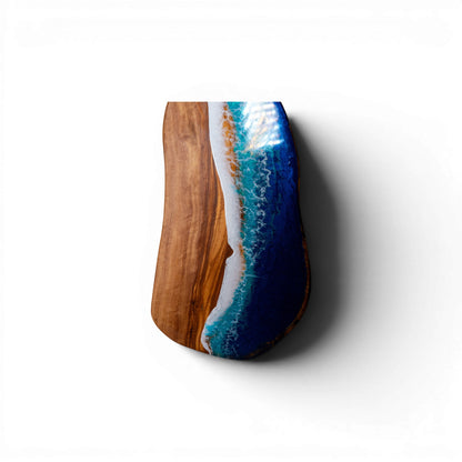 Handcrafted Ocean Wave Olive Wood Charcuterie Board- Serving Platter