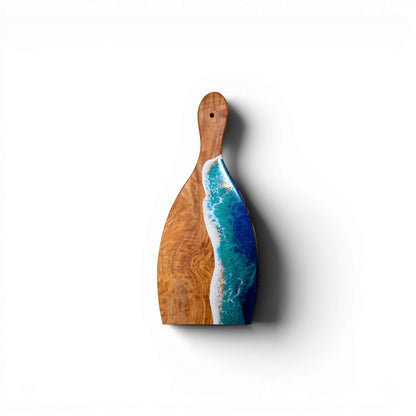 Handcrafted Ocean Wave Olive Wood Charcuterie Board- Serving Platter