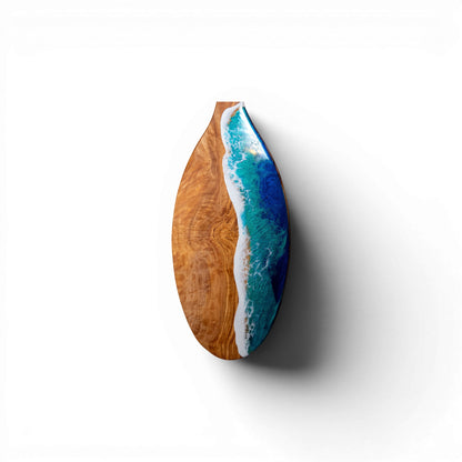 Handcrafted Ocean Wave Olive Wood Charcuterie Board- Serving Platter