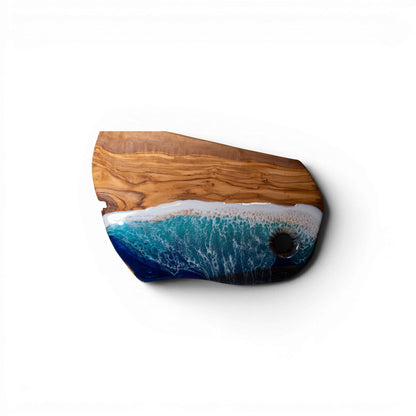 Handcrafted Ocean Wave Olive Wood Charcuterie Board- Serving Platter