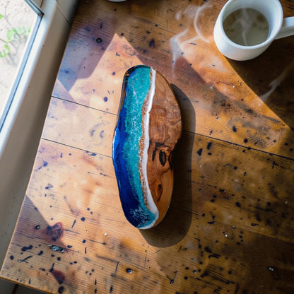 Handcrafted Ocean Wave Olive Wood Charcuterie Board- Serving Platter