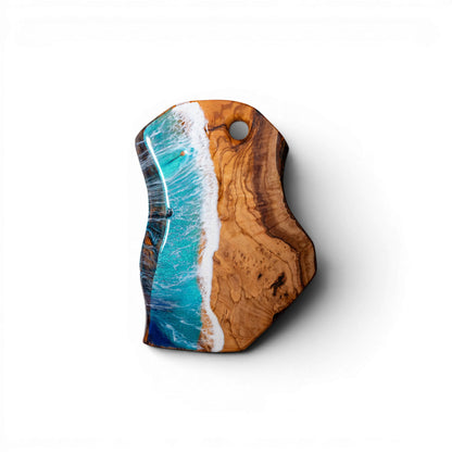 Handcrafted Ocean Wave Olive Wood Charcuterie Board - Serving Platter