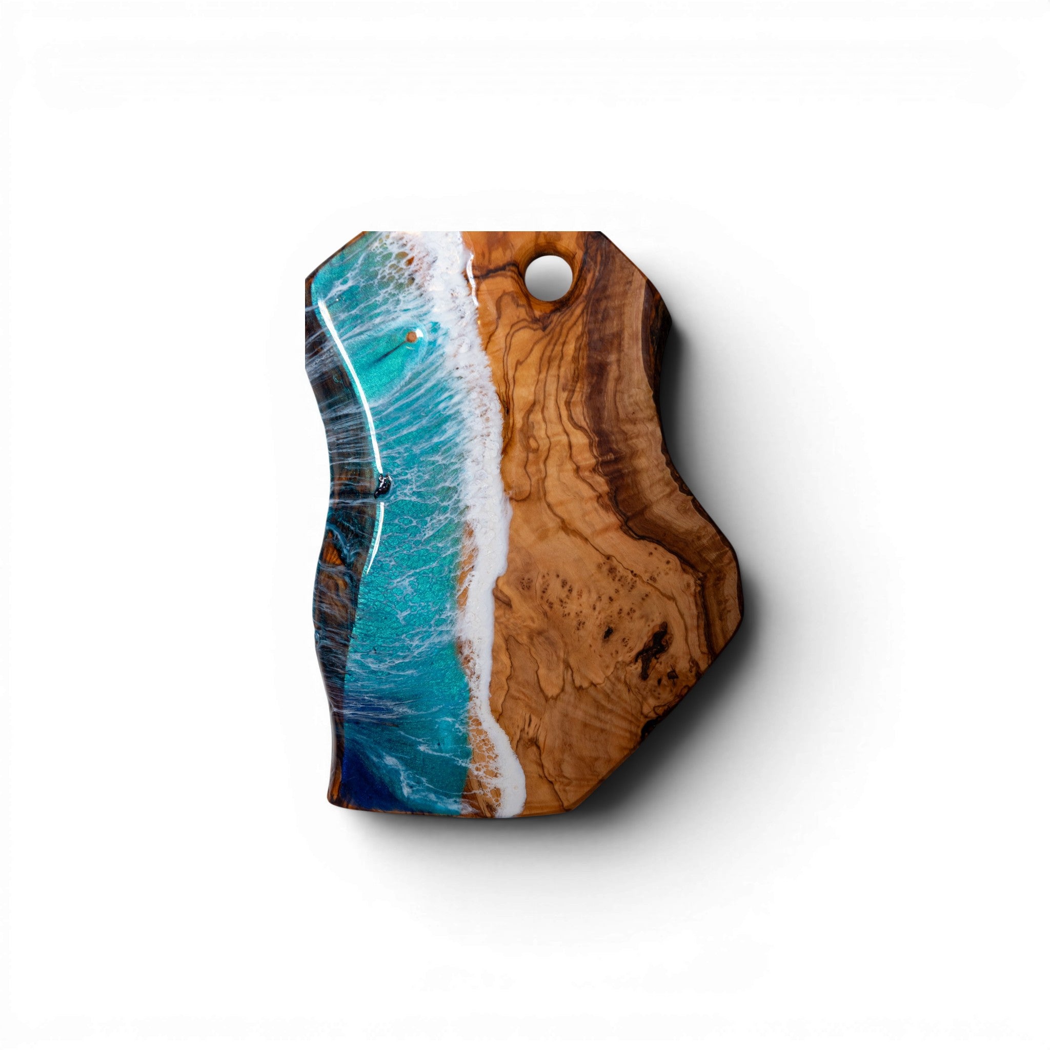 Handcrafted Ocean Wave Olive Wood Charcuterie Board- Serving Platter