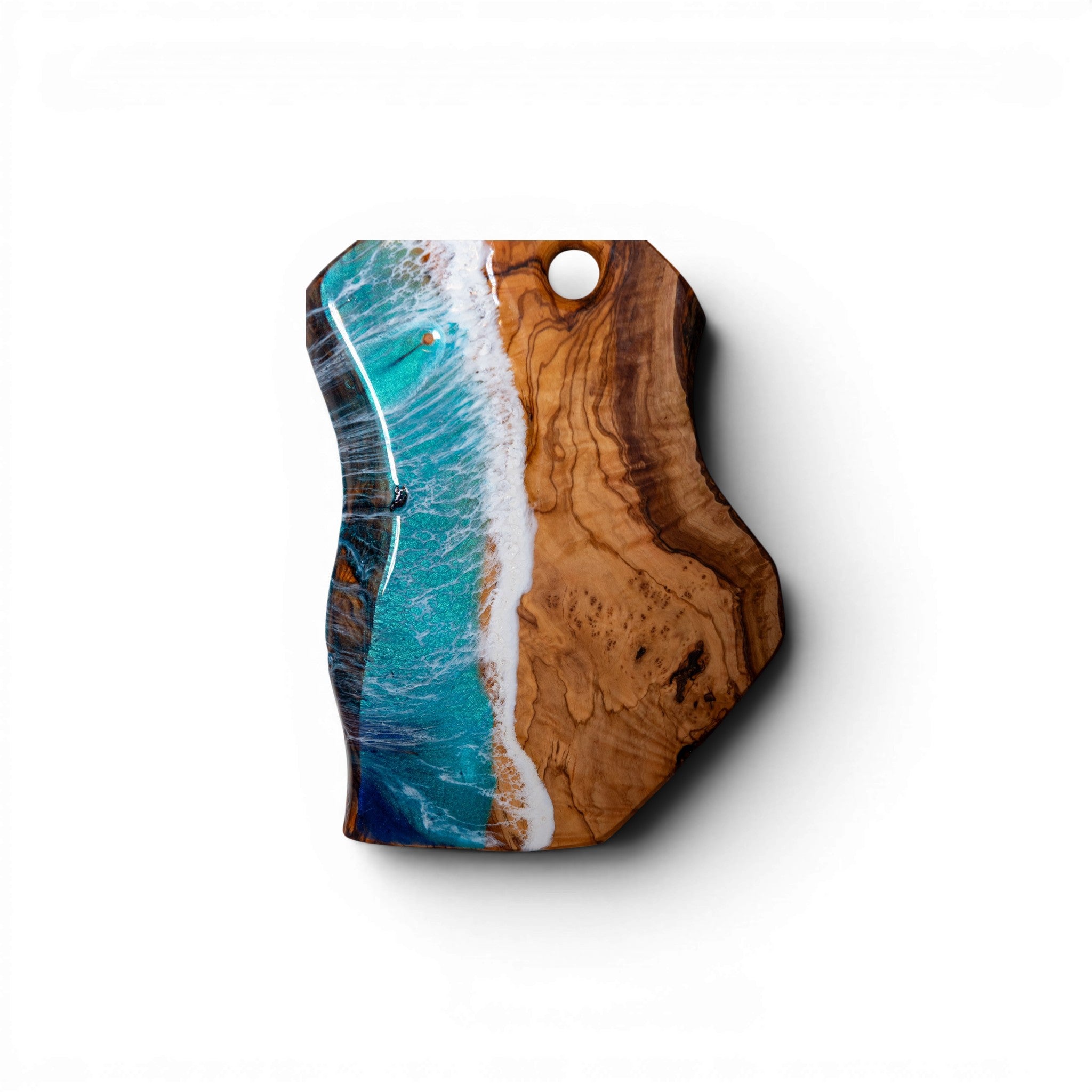 Handcrafted Ocean Wave Olive Wood Charcuterie Board- Serving Platter