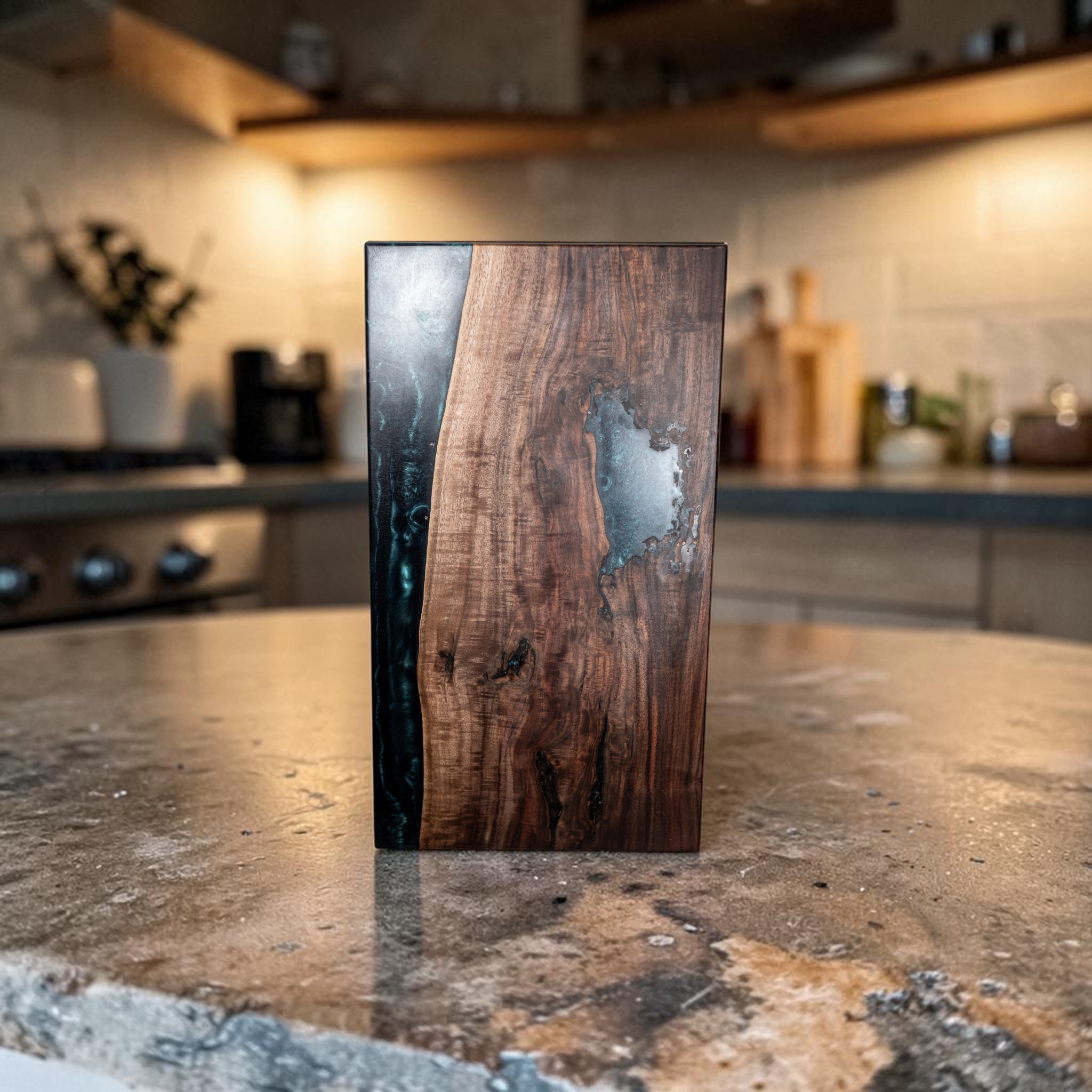 Walnut Wood with Grey Metal Epoxy Charcuterie Boards/Serving Board
