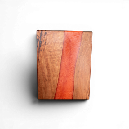 Handcrafted Cherry Wood with Orange Epoxy Charcuterie Board - Serving Platter