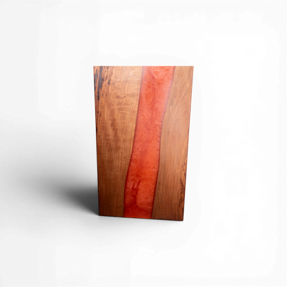 Handcrafted Cherry Wood with Orange Epoxy Charcuterie Board - Serving Platter