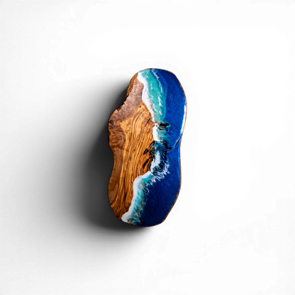Handcrafted Ocean Wave Olive Wood Charcuterie Board - Serving Platter