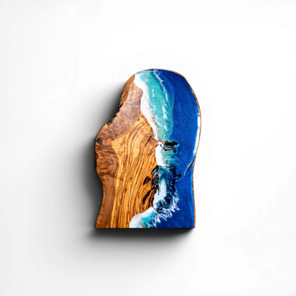 Handcrafted Ocean Wave Olive Wood Charcuterie Board - Serving Platter