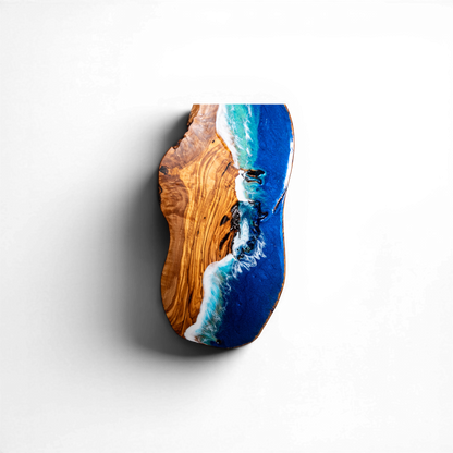 Handcrafted Ocean Wave Olive Wood Charcuterie Board - Serving Platter