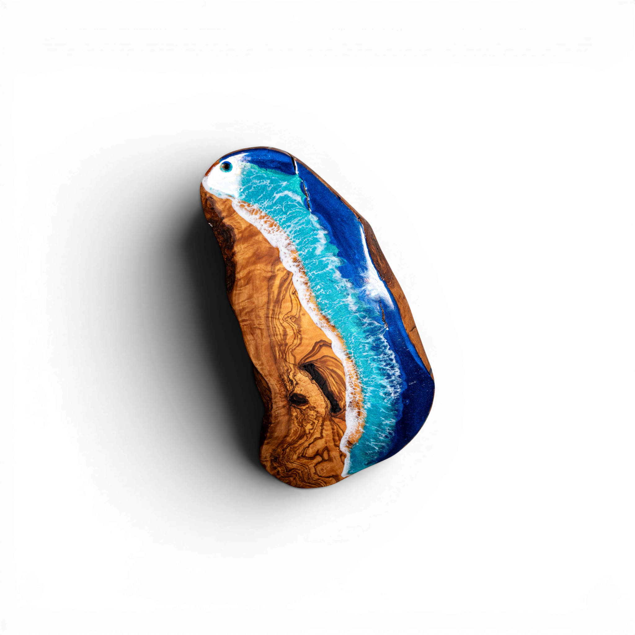 Handcrafted Ocean Wave Olive Wood Charcuterie Board - Serving Platter