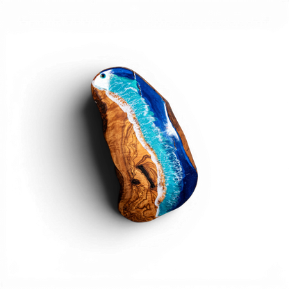 Handcrafted Ocean Wave Olive Wood Charcuterie Board - Serving Platter