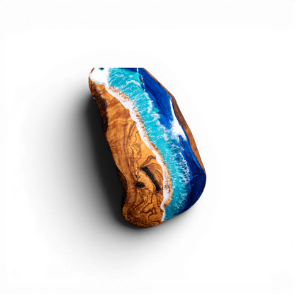 Handcrafted Ocean Wave Olive Wood Charcuterie Board - Serving Platter
