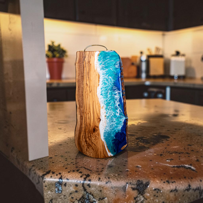 Handcrafted Ocean Wave Olive Wood Charcuterie Board - Serving Platter