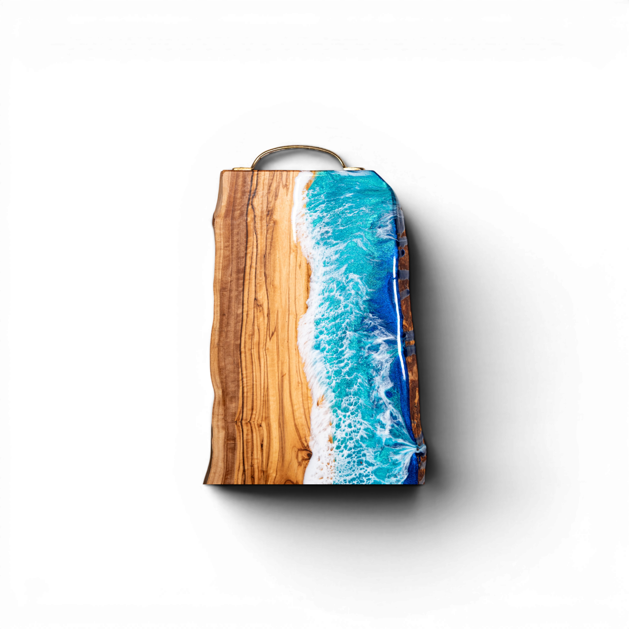 Handcrafted Ocean Wave Olive Wood Charcuterie Board - Serving Platter