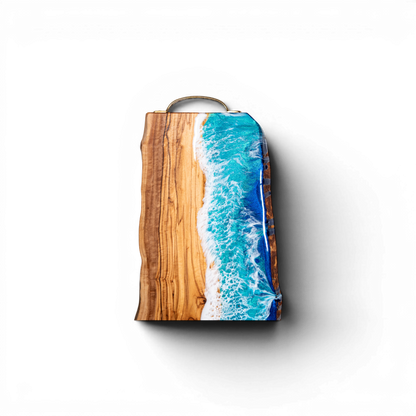 Handcrafted Ocean Wave Olive Wood Charcuterie Board - Serving Platter