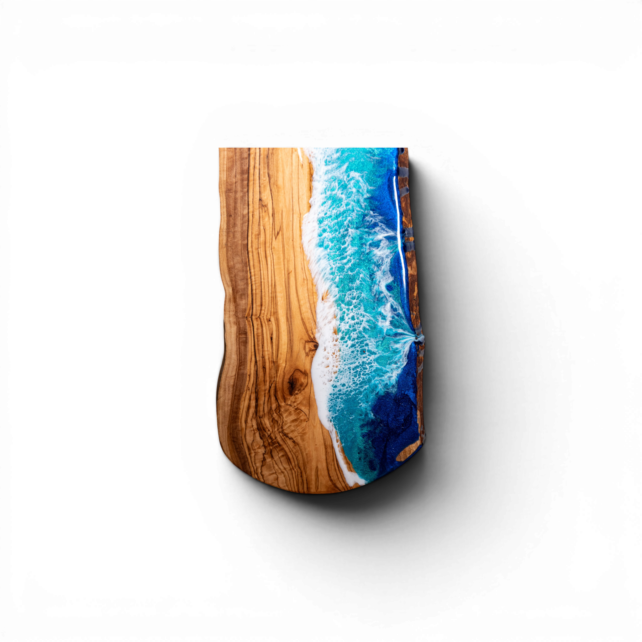 Handcrafted Ocean Wave Olive Wood Charcuterie Board - Serving Platter
