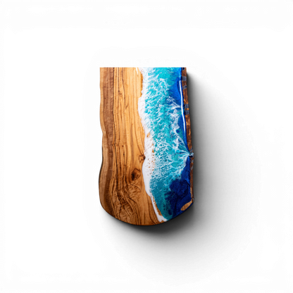 Handcrafted Ocean Wave Olive Wood Charcuterie Board - Serving Platter
