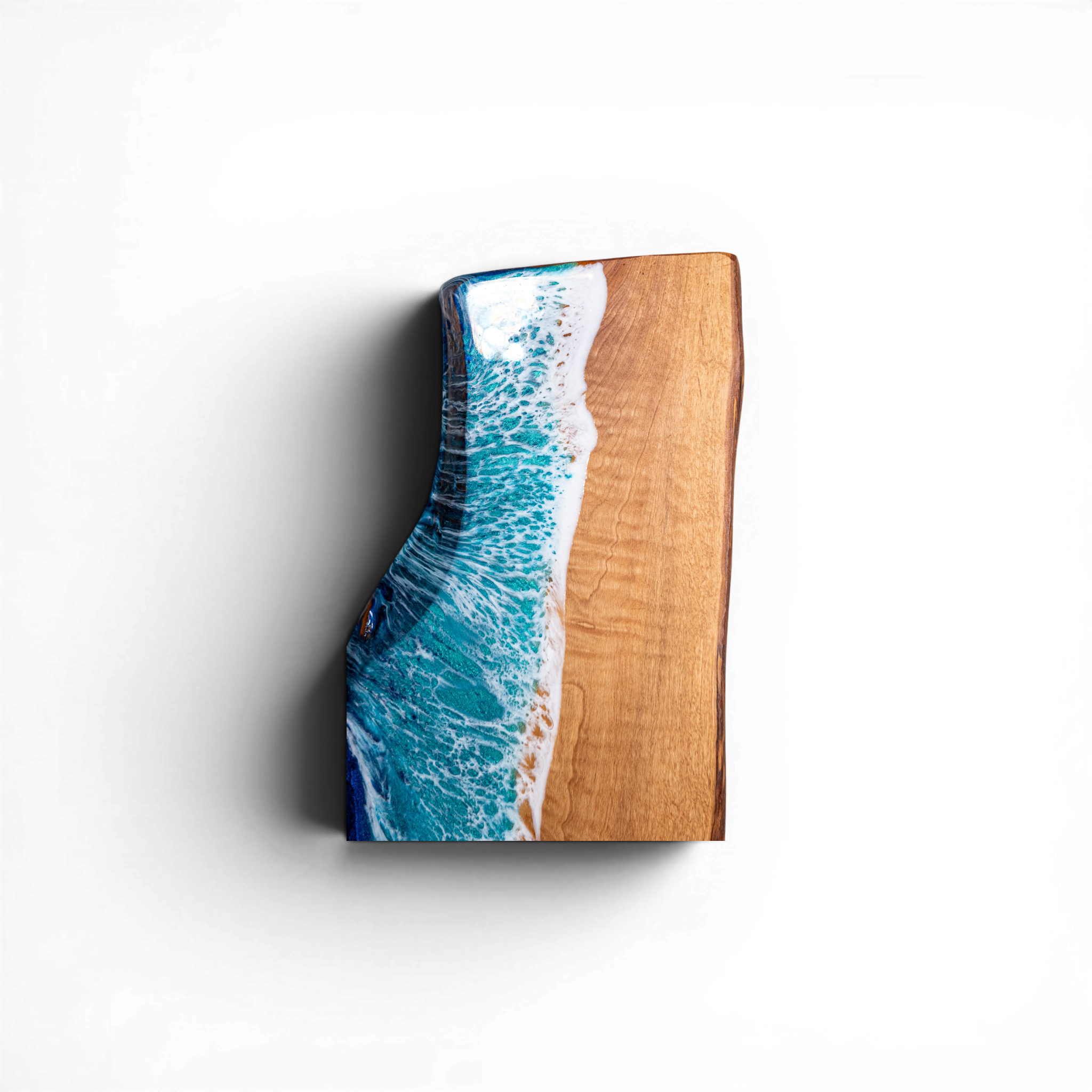 Handcrafted Ocean Wave Olive Wood Charcuterie Board - Serving Platter
