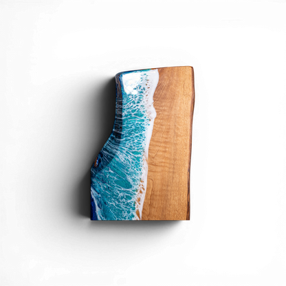 Handcrafted Ocean Wave Olive Wood Charcuterie Board - Serving Platter